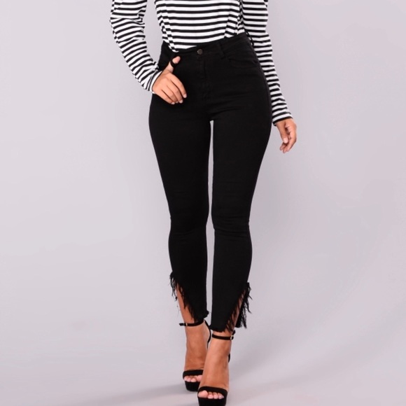 side fringe jeans